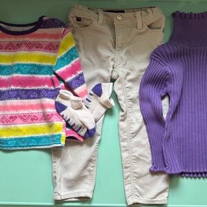 Size 3Toddler Lot Of 4 - 1 Jeans, 1 Sweater, 1 Sweatshirt, 1 Socks